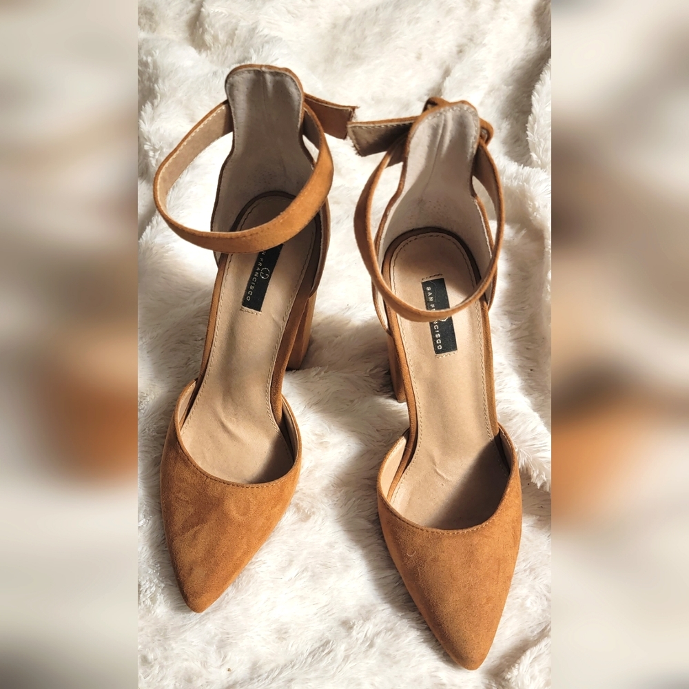 Womens brown suede heels